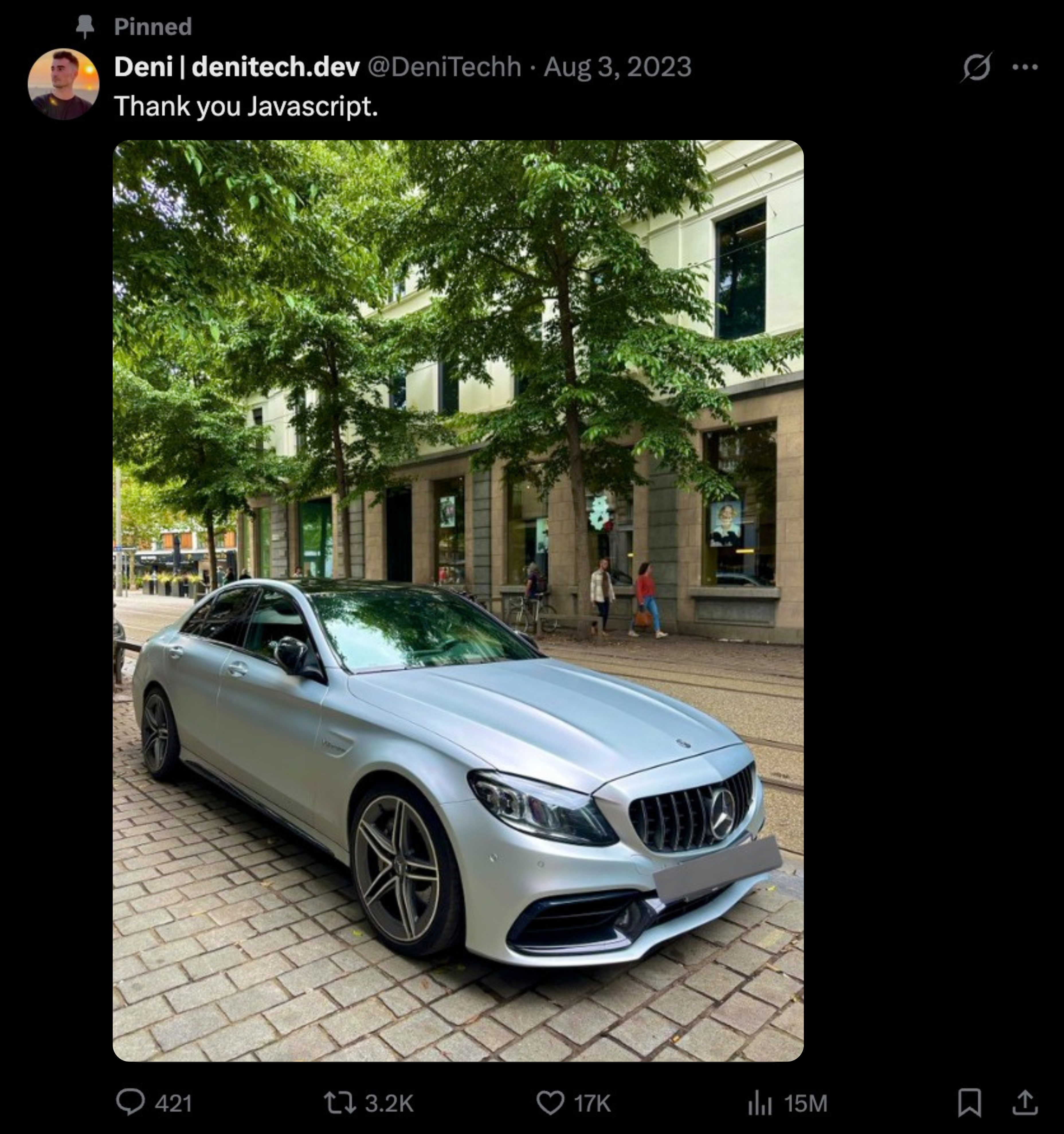 Thank you Javascript viral tweet - 16M views